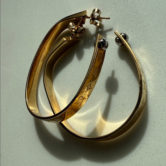 Louis Vuitton Monogram Gold Hoop Earrings - Picture 4 of 5